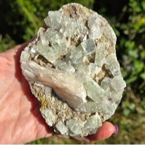 Pale Green Apophyllite with Peach Stilbite Zeolite Cluster - Picture 6 of 10